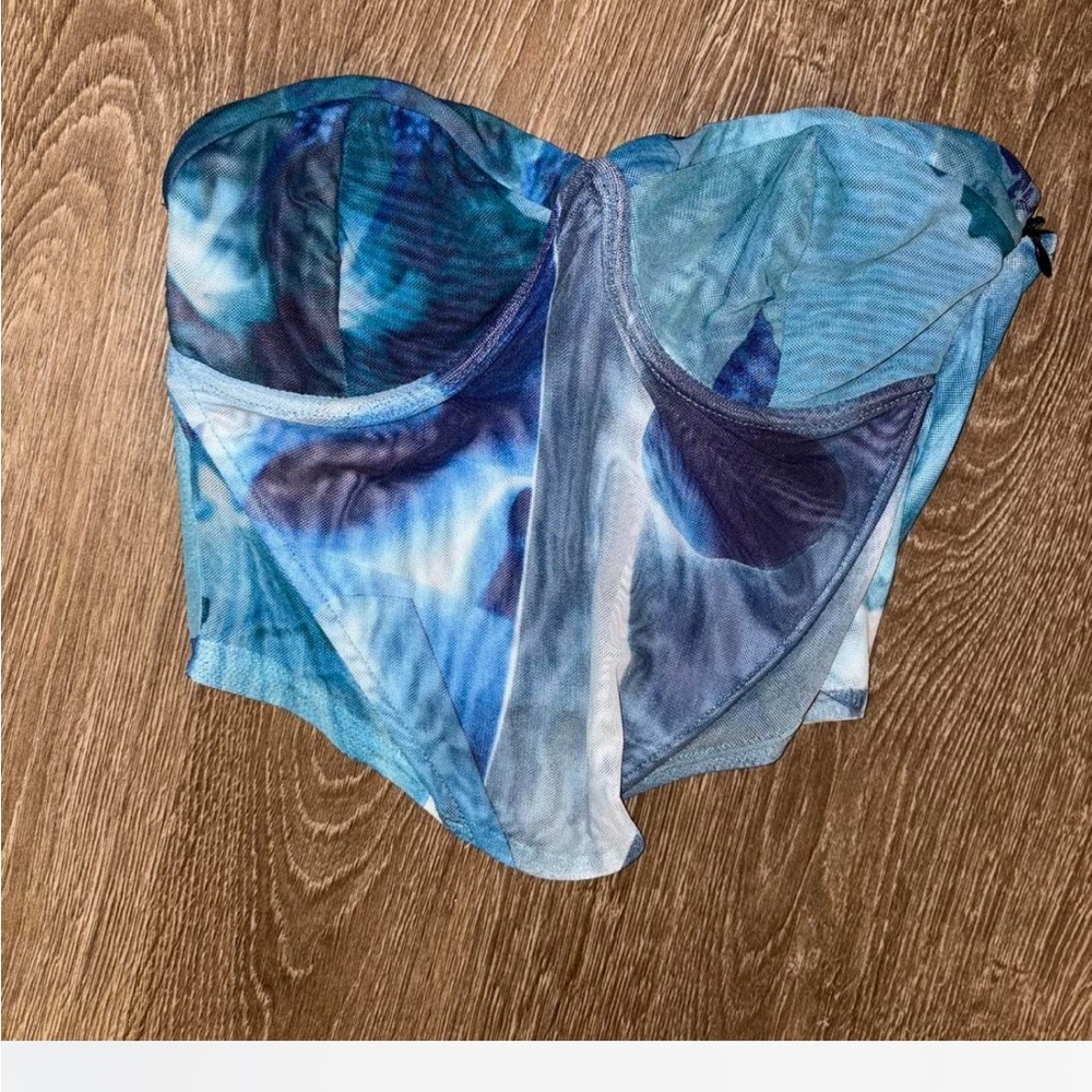 Tiger Mist Blue Mesh Top